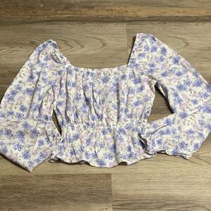 SO Floral Puff Sleeve Blouse - Lavender and Blush